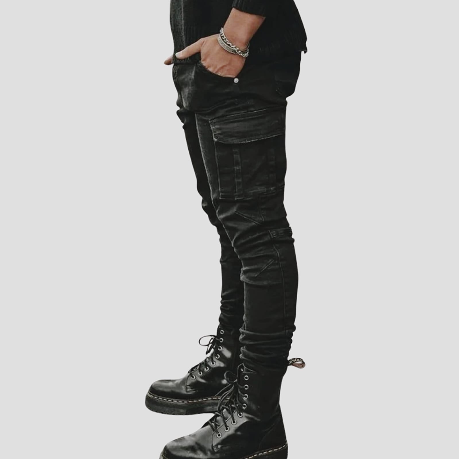 Denim Cargo Pants | Black