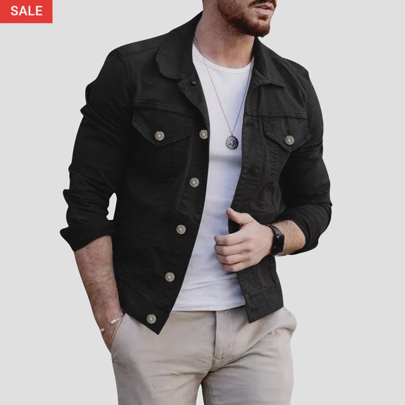 Slim Fit Denim Jacket | Black